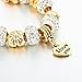 I Love You Heart Pendant Charm Beads Bracelets Gold Plated Snake Chain Glass Crystal for Mother Grandma Daughter by CHOKER