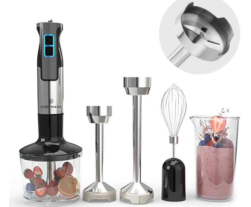 ChefWave Intermix Immersion Blender Handheld, 500W 5in1 MultiPurpose