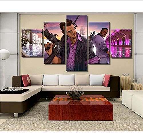 mmbj 5 Piece Canvas Game Poster Painting Canvas Wall Art Picture Home Decoration Living Room Canvas Painting 30x40cmx2 30x60cmx2 30x80cmx1
