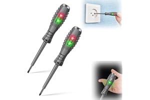 ANYSENT 2-in-1 High Torque Strong Magnetic Screwdriver,12V-220V Non Contact Voltage Tester Pen Electricity Detector,Cross Flat Screwdriver,Dual Light Light Zero/Live Wire Measuring Pen(Straight+Cross)