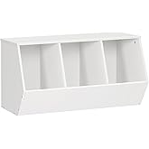 HOOBRO Toy Storage Cubby, Kids Bookshelf, Stackable 3-Bin Toy Storage Cabinet, Bookcase Footboard, Children's Toy Shelf, Hallway, White WT30CW01