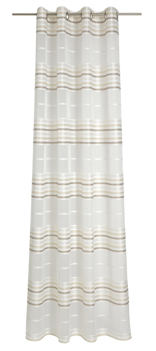 Deko Trends Eyelet Curtain, fabric, Wool-White-Cream-Taupe, H245 x B144 cm (1er Pack)