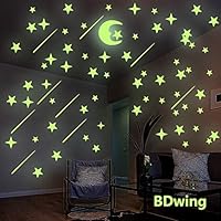 Glow in The Dark Stars and Moon Wall Stickers, Glowing Stars for Ceiling and Wall Decals, Perfect for Kids Bedroom Living Room Decor Kit or Boys Girls Birthday Party Gift