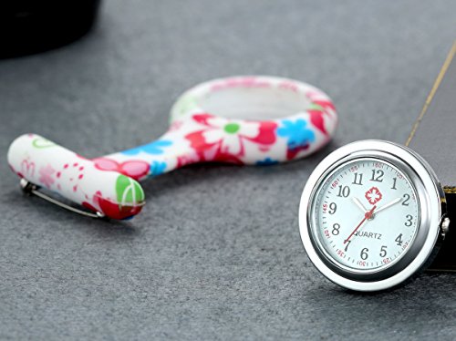 Women Nurses Watch 2PCS Pin-on Brooch Hanging Lapel Dactor Badge Hygienic Protection Colored Patterned Silicone Fob Watches