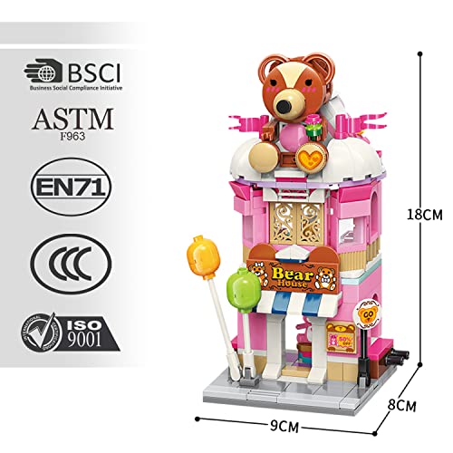 PeachLeaf Building Blocks Toys for Girls Teddy Theme Store Pink