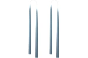 Kunstindustrien® Taper Candles – Set of 4, 13.8" – Made in Denmark, Long Burning Candles 15h, Unscented & Smokeless Candlesticks – Elegant Tall Candles for Weddings, Dinners & Home Decor (Blue Grey)