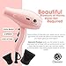 Osensia Professional Pink Hair Dryer - Ceramic Tourmaline Salon Blow Dryer with 2 Speed 3 Heat Settings for Fast Drying and Soft, Lustrous Hair - 2 Attachments