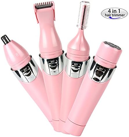 Waker-ES 4 in 1 Women Hair trimmer Electric Hair Shaver Multigroom trimmer Nose Hair Shaving Head and Eyebrow Hair Trimmer with Wet and Dry Cleaning Systerm