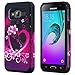 Galaxy Luna, Galaxy Express 3 Case, Galaxy Amp 2 Case, J1 2016 Case [Shock/Impact Resistant] Hybrid Dual Layer Defender Protective Case Cover for Galaxy Amp 2 / Luna/Express 3, Hot Pink Hearts