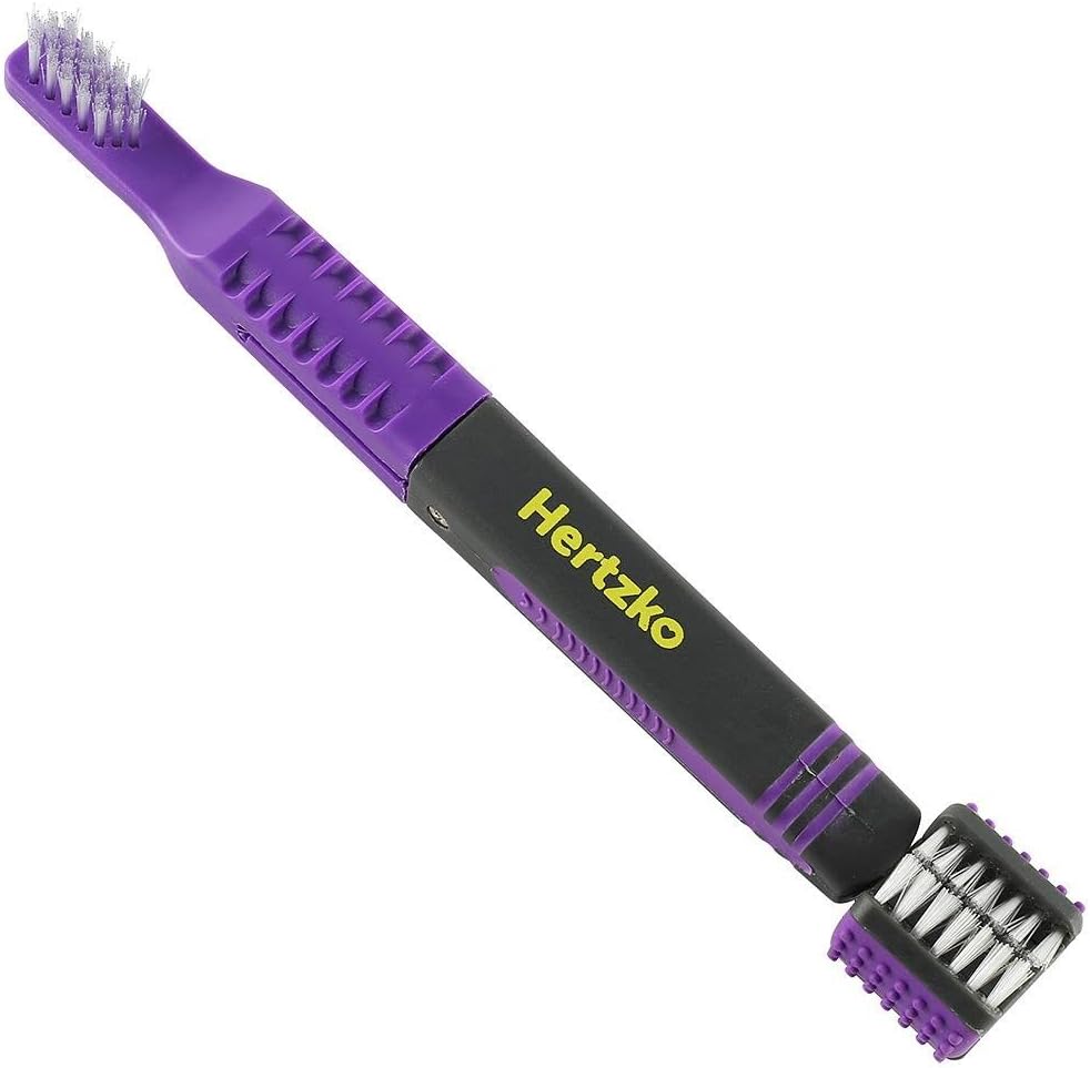Hertzko Triple Headed Tooth Brush Multi-Head Brush Gets to All Sides of The Tooth at Once! - Removable Finger Brush Gives You Great Control - Suitable for Small and Large Dogs and Cats