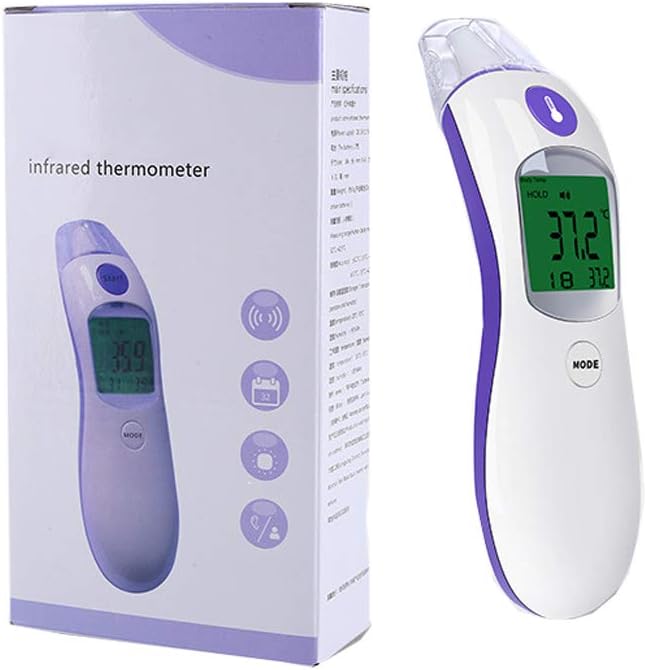 ZMCOV Non-Contact Temperature Tester Infrared, Ear and Forehead Thermometer with Fever Alarm,1 Sec Measurement Time 32 Readings Memory Approved CE/ROHS/FDA