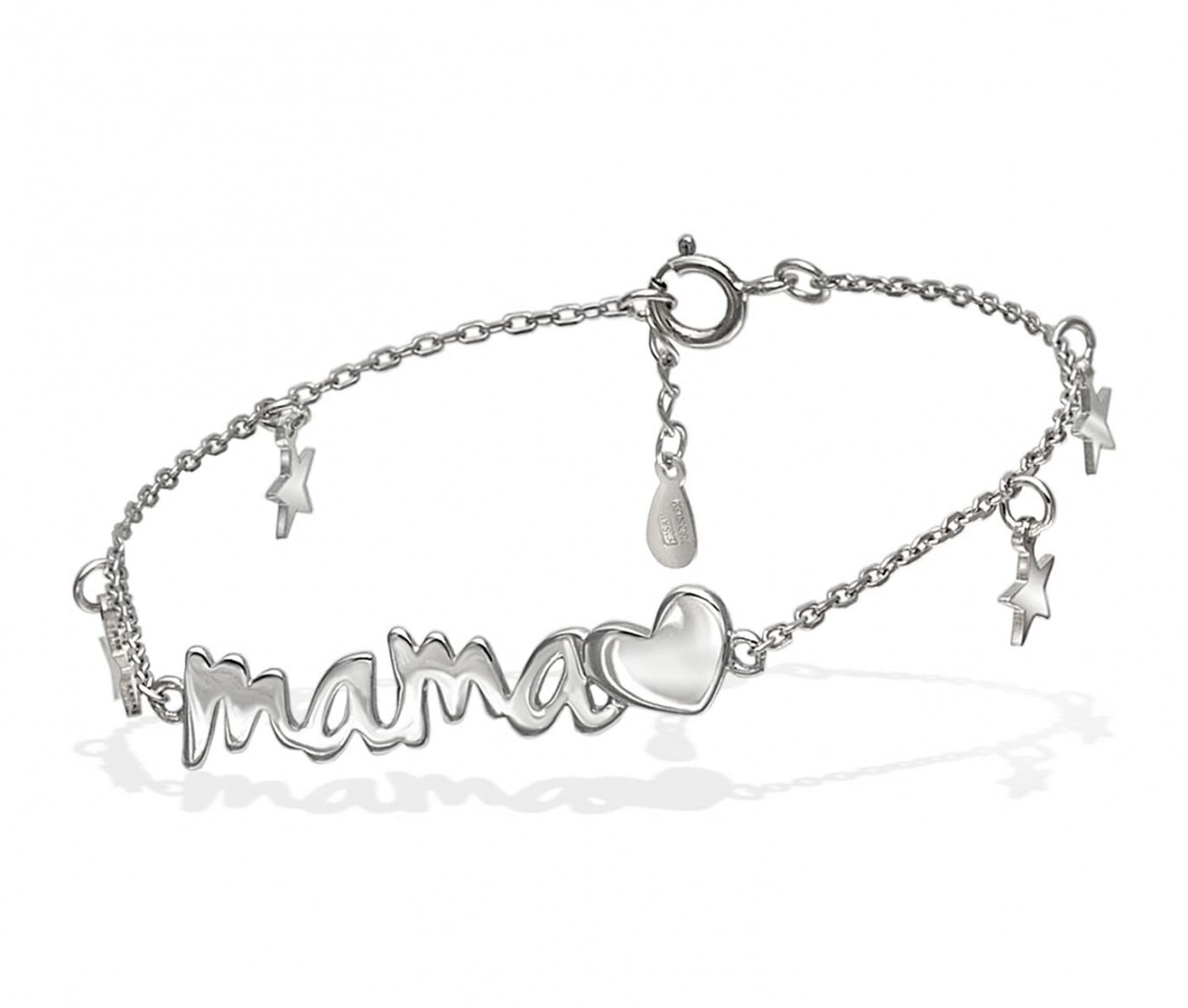 Tourmaline MAMA Women's Bracelet 925 Sterling Silver Heart Star Charm Bracelet Mother's Day Valentine's Birthday Gift Mama Gift with Gift Box