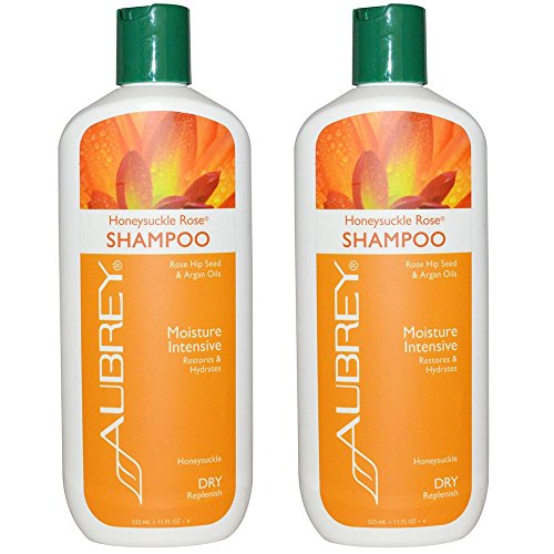 Aubrey Organics Honeysuckle Rose Shampoo for Moisture Intensive and Dry Replenish With Rose Hip Seed and Argan Oils, 11 fl oz (325 ml) (Pack of 2)