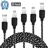 IPhone Charger 5Pack Wecool Lightning Cable Nylon Braided 8 pin USB Charger Cord Compatible with iPhoneX/8/8 Plus/7/7Plus/6/6Plus/6s/6s Plus/5s/5c/5/SE/ iPad/ iPod and more