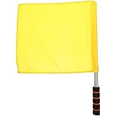 KONTONTY Traffic Flag 18.11X13.58 Inch Lightweight Hand Waving Referee Flag with Comfortable Sponge Handle and Stainless Steel Pole for Outdoor Soccer Matches and Sports Events