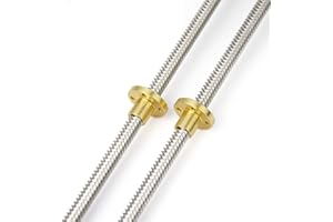 HAWKUNG 2pcs 400mm 8mm T8 Stainless Steel Threaded Rod Lead Screw with T8 Nut for 3D Printer Machine Z Axis (400mm)