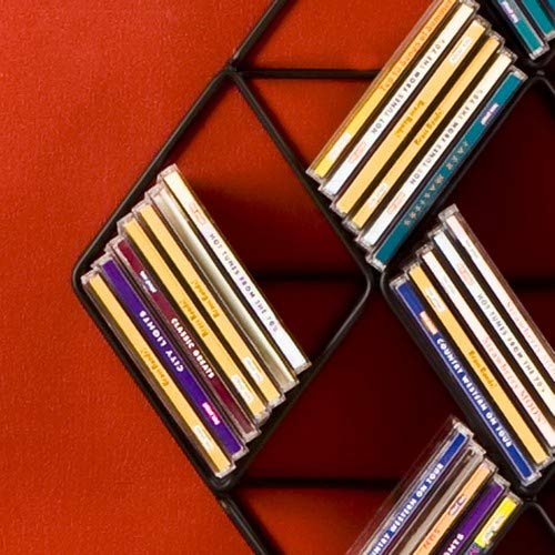 Southern Enterprises Black Steel Wall Mount CD Rack - Holds 108 CDs - Geometric Metal Frame - Thumbnail 2