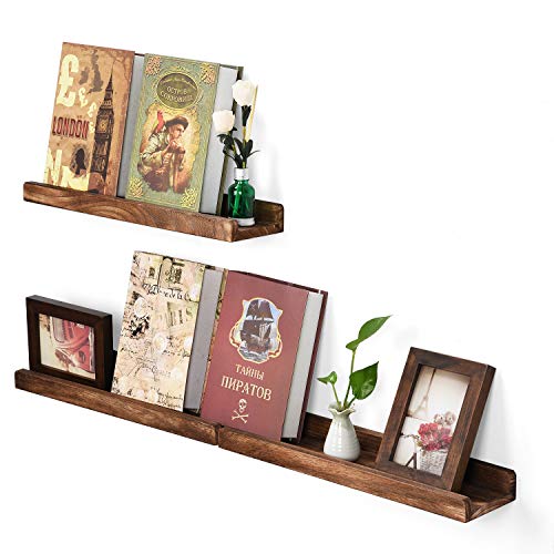 Emfogo Picture Ledge Shelf Rustic Wood Floating Shelves for Display 16.9 inch Set of 3