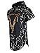 SCREENSHOTBRAND-760 Mens Hip Hop Longline Premium Tee - Pullover Hoodie Embossed T-Shirt w/Side Zipper Bull Print-Black-Small