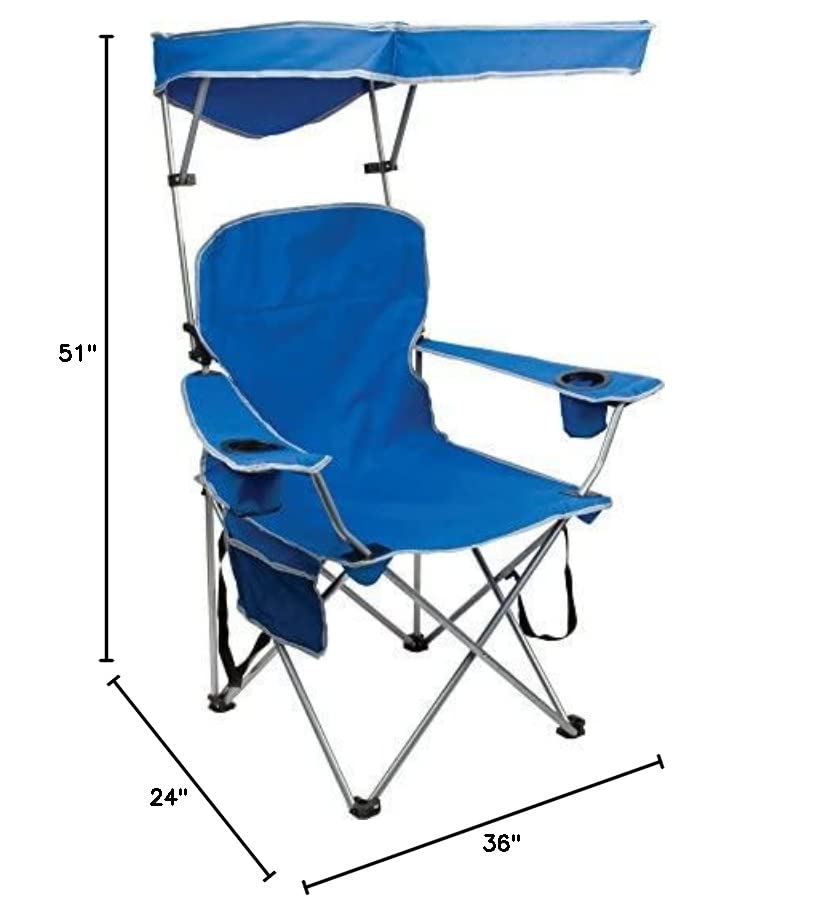 Quik Shade Full Size Shade Folding Chair for Camping, Polyester, Arm RestFoldable, Royal Blue