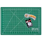 WA Portman Rotary Cutter Set I 45mm Rotary Fabric Cutter with 5 Extra Cutter Blades and 12x18 inch Self Healing Cutting Mat Set I Great for Crafting Sewing Quilting Scrapbooking Enthusiasts