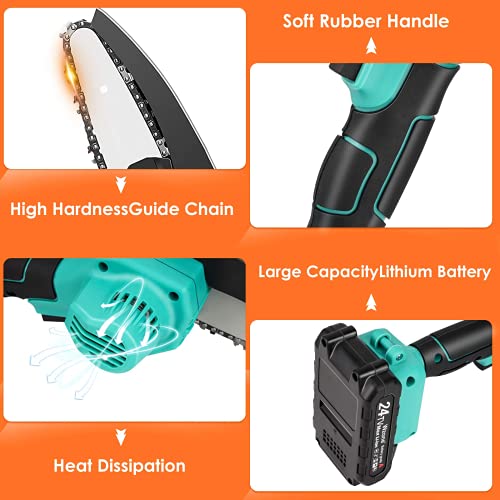 LUSTAR Mini-Kettensägen, Elektrische Kettensäge 4-Zoll-akku-kettensäge 24-V-Batterie Tragbare Kettensäge für Bäume, Die… – Bild 6