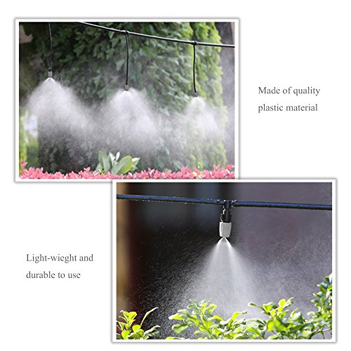 Yosooo Plastic Mist Misting Nozzle Sprinkler Tee Joints For Misting Watering Plant Flower Cooling System Home Garden Irrigation, 20pcs (60PCS)