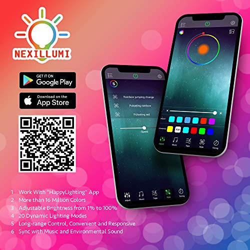 Nexillumi LED Strip Lights 16.4 Foot/5M RGB LED Light Strip, App