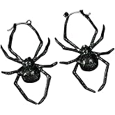 Black Spider Hoop Earrings for Women Punk Halloween Animal Dangle Drop Earring Vintage Click Top Huggies Jewelry Gifts Holiday Party