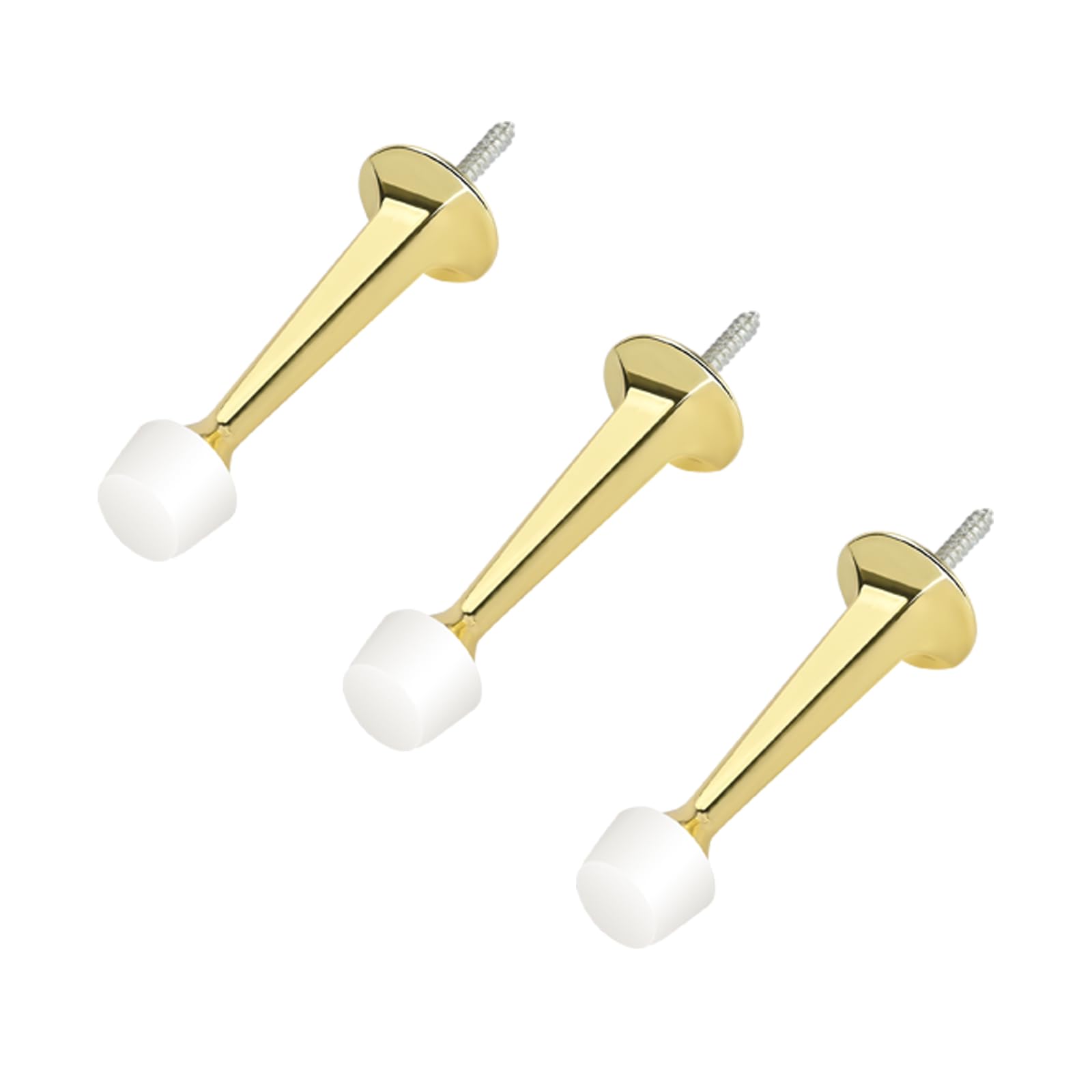 Photo 1 of HOMOTEK 3 Pack Heavy Duty Solid Rigid Door Stop with Soft Rubber Tip, Zinc Die Cast Door Stopper Protect Wall & Door, Gold