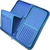 Paint Brush Holder - Organizer for 15 Short Handle Brushes - Storage for Acrylic, Oil & Watercolor Art Paintbrushes - Artists' Quality Supplies by MyArtscapeTM (Cool Blue)