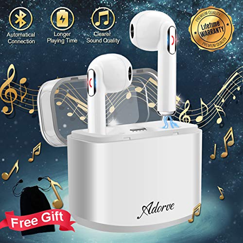 Wireless Earbuds, Bluetooth Headphones TWS with Mic Compact In-Ear Mini Cordless Stereo Wireless Earbuds with Charging Case Ear buds Compatible for Android Phones White【Upgrade Version】