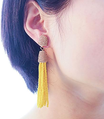 VK Accessories Bead Fringe Dangle Earrings Soriee Drop Earrings Beaded Tassel Ear Drop 3 Colors