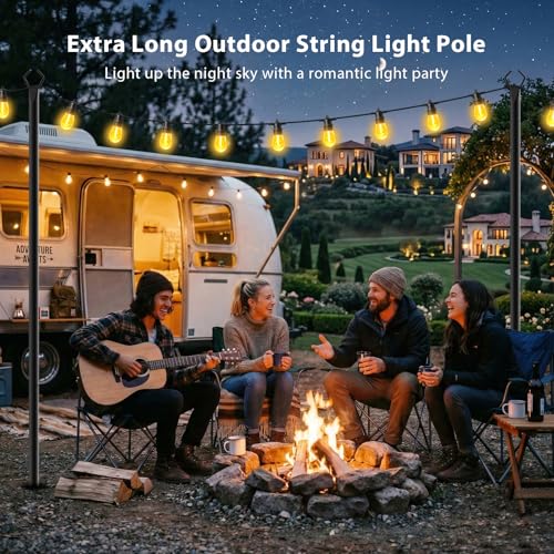 LETIANPAI 8 Pack String Light Poles,10 FT Metal Poles with Fork for Outdoor String Lights,Outdoor Light Poles with Fork,Poles/Post/Stand for Outside