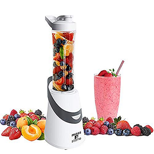 Personal Blender Single Serve Shake & Smoothies Maker with Portable Travel Sport Bottle - Mini Juicer by Moss & Stone (300 Watts)