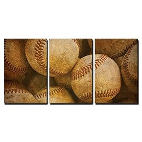 Aged Retro Baseball Background - Canvas Art Wall Art - 16"x24"