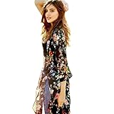 Akery Women's Floral Chiffon Kimono Cardigan Blouse Beach Cover up
