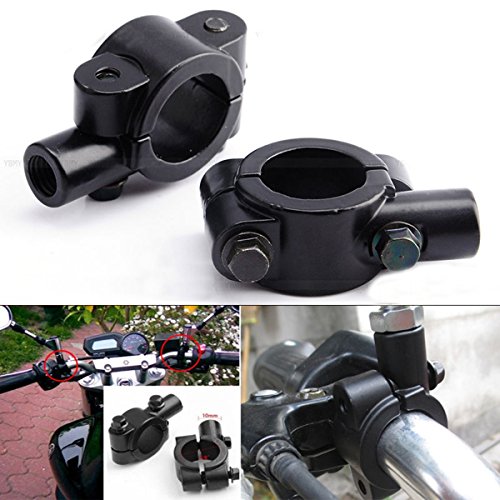 Yosoo Universal Motorcycle Rear View Mirror Mount 10mm Fit on 7/8" /22mm Handlebar,Aluminum Black