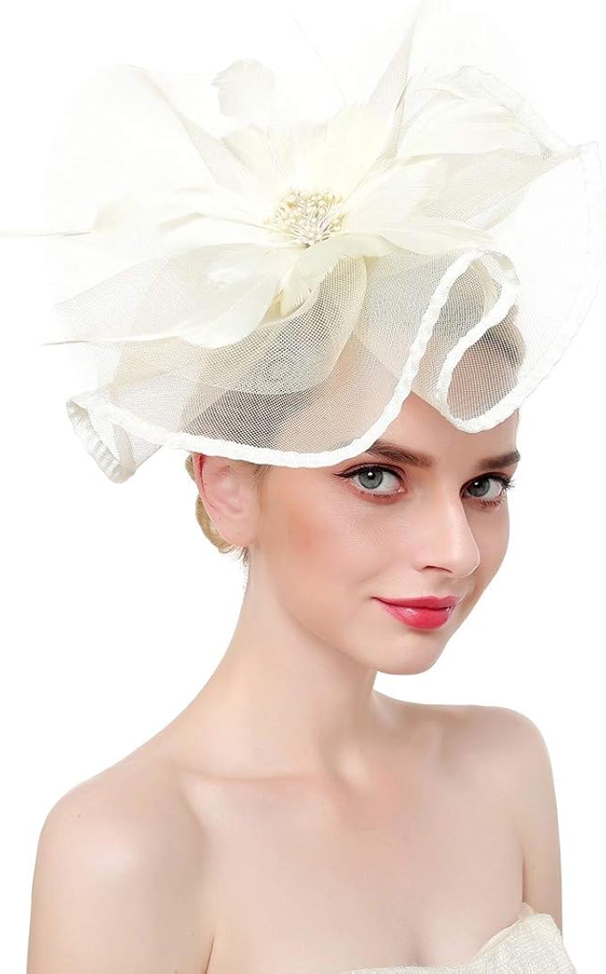 Ilugu Womens Fascinator Hat Summer Elegant Organza Cocktail Tea