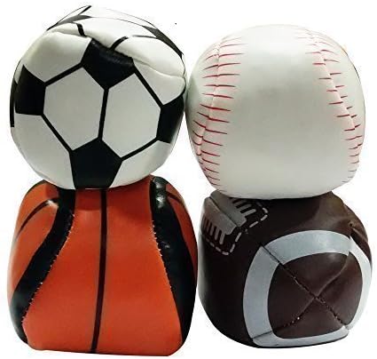 MICHLEY 1.7 Inch Mini Sandbag Sports Balls Outdoor Footbag Classic Set of 4 (Football, Baseball, Basketball, Soccer)