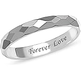 LeCalla 925 Sterling Silver Diamond-Cut Eternity Band Ring for Women | High-Polish Stackable Minimalist Engagement Ring | Multi-Faceted Silver Rings for Women | Sizes 7-9 No.