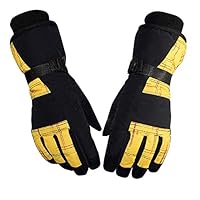 Han cheng he Ski & Snow Gloves Winter Warm Gloves Motorcycle Gloves Outdoor Windproof Five-Finger Ski Gloves Gloves for Motorcycle Ridding Gloves Fits Both Men & Women (Color : Yellow)