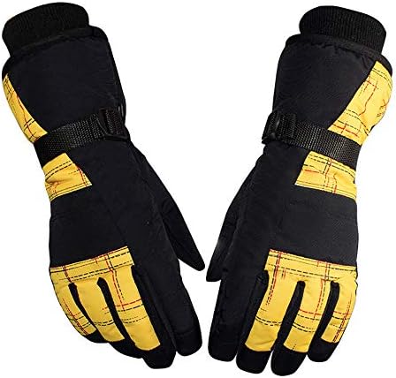 Winter Ski & Snowboard Gloves Mens Winter Thickened Warm Waterproof Ridding Ski Gloves Snowboard Snowmobile Cold Weather Soft Gloves Fits Men & Women (Color : Yellow)