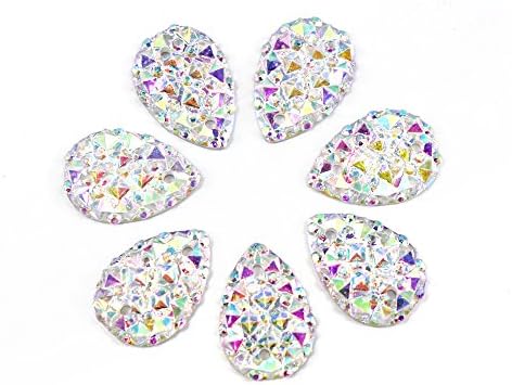 48pcs/lot 10X14mm Multi colors option AB Resin Flatback Rhinestones Teardrop Sew-on Stones Sewing Crystals DIY Craft (white)