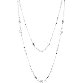 2 Pcs Pearl Long Necklaces for Women Trend Silver Layered Pearl Necklace Precise Long Silver Necklaces for Women Fashion Jewelry Gifts Sweaters Accessories