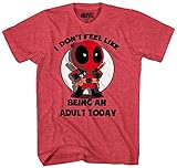 Deadpool I Don't Feel Like Being An Adult Heather Red Soft T-shirt (Large, Heather Red)