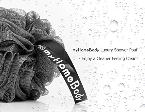 Luxury Bath Sponge Shower Pouf Large (70g) with Activated Charcoal 3 Pack - Thumbnail 4