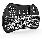 Tripsky H9 2.4GHz Backlit Mini Wireless Keyboard, Handheld Remote with Touchpad Mouse for Android TV Box, Windows PC, HTPC, IPTV, Raspberry Pi, XBOX 360, PS3, PS4(Black)