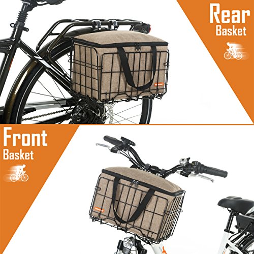 image for ONWAY Bike Basket Women Folding Front Handlebar Rear Rack Bicycle Bask