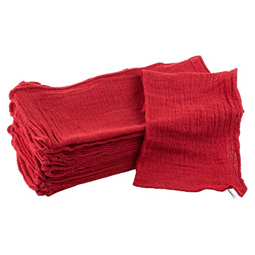 Stalwart Auto Shop Towels, 100% Cotton Rags Absorbent for Auto Shops, Mechanics, Car Wash, Garage and Home Cleaning Supplies- 25 Pack, By (Red)